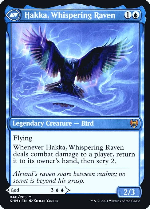 Alrund, God of the Cosmos // Hakka, Whispering Raven (back)